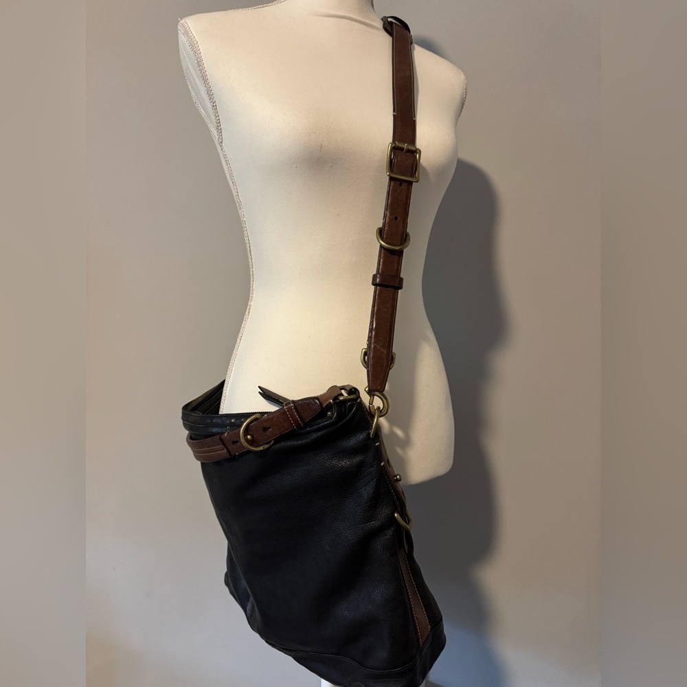 Coach Rare Dark Brown and Black Leather Convertible Shoulder Bag - Picture 12 of 14